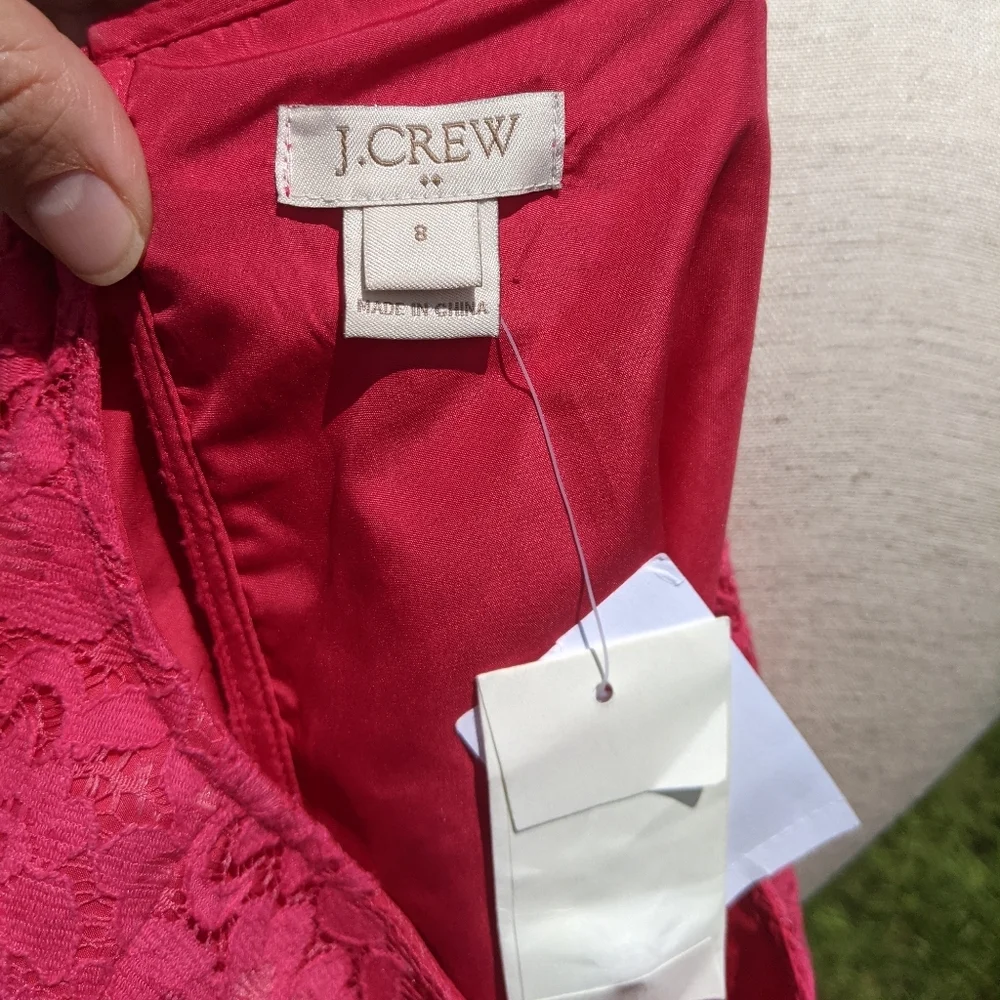 NWT J Crew Factory hot pink lace sleeveless dress